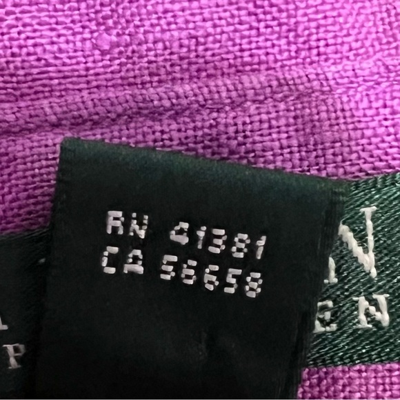 Lauren Ralph Lauren Linen Women’s XL Purple Collar Long Sleeve Button Up Shirt - Picture 7 of 7